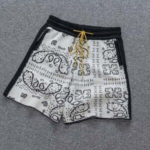 Rhude Banco Black Ivory Jacquard Knit Shorts White